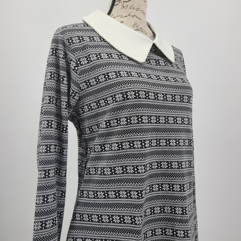 Modcloth Monochrome Geometric Collard Dress